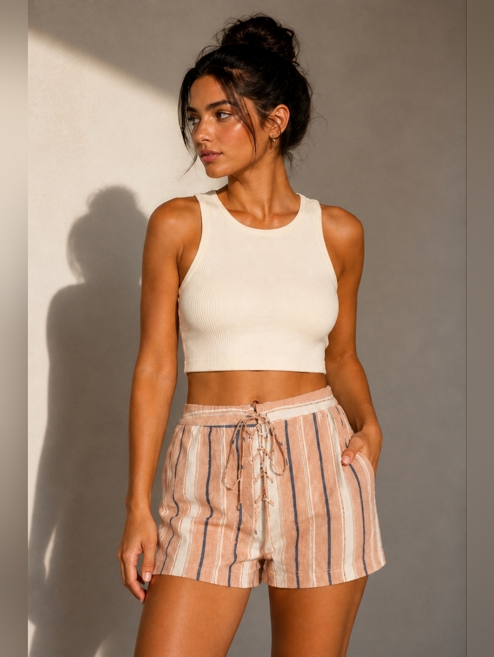 Lost Wander Pleasure Harbour Shorts Mauve stripe 4 ANTHROPOLOGIE